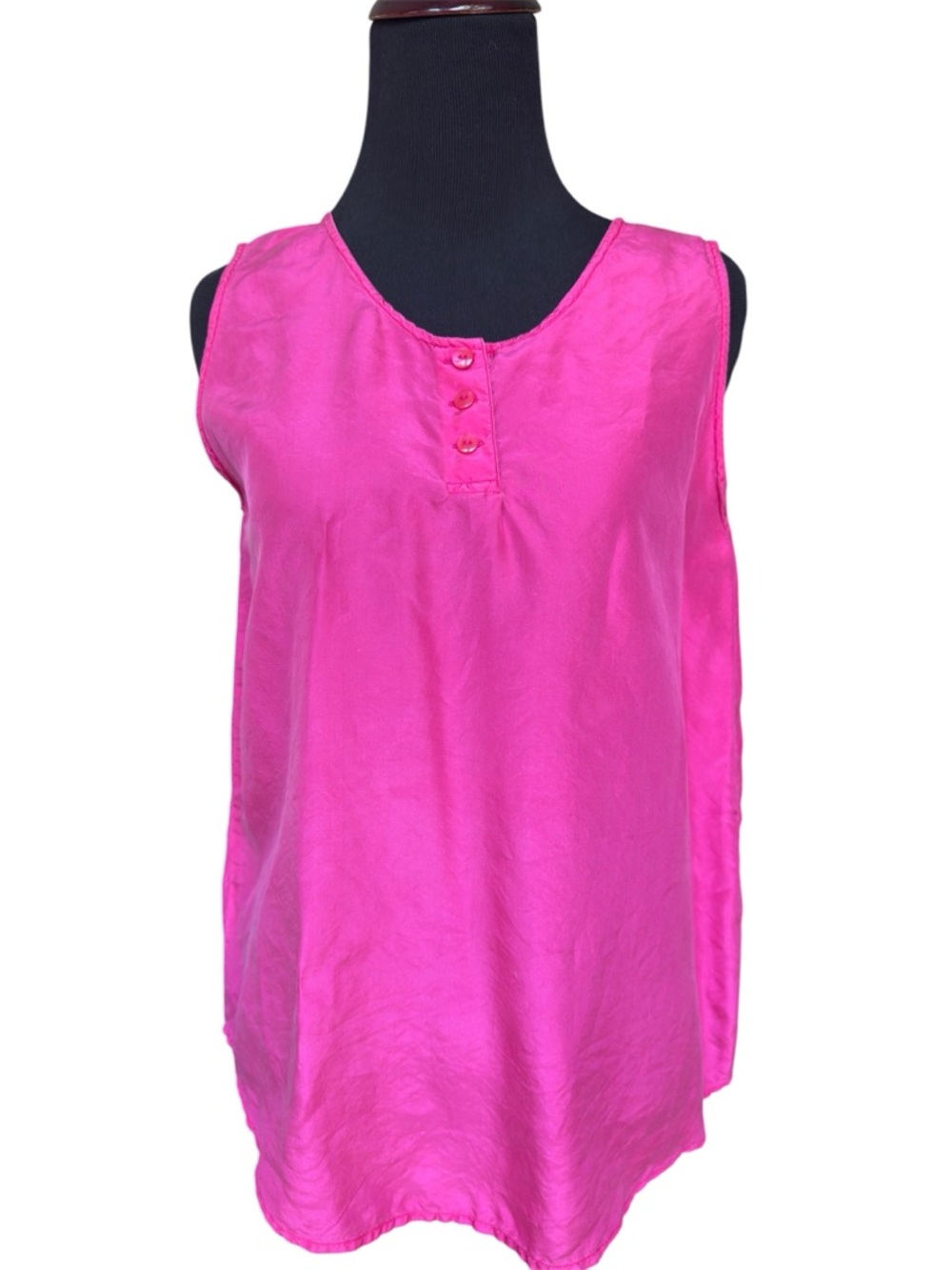 Vintage Sand Washed Silk Hot Pink Sleeveless Tank Top Small